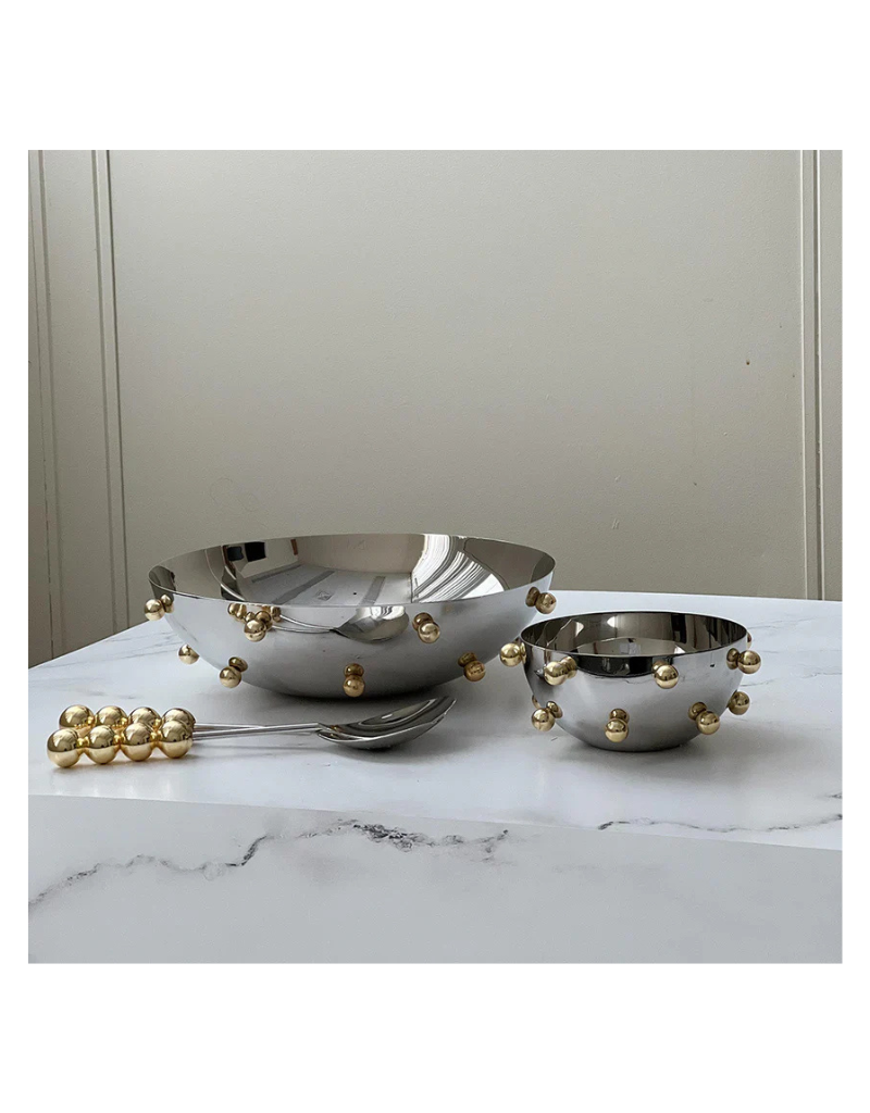 Stainless Steel Bowl With Gold Accents