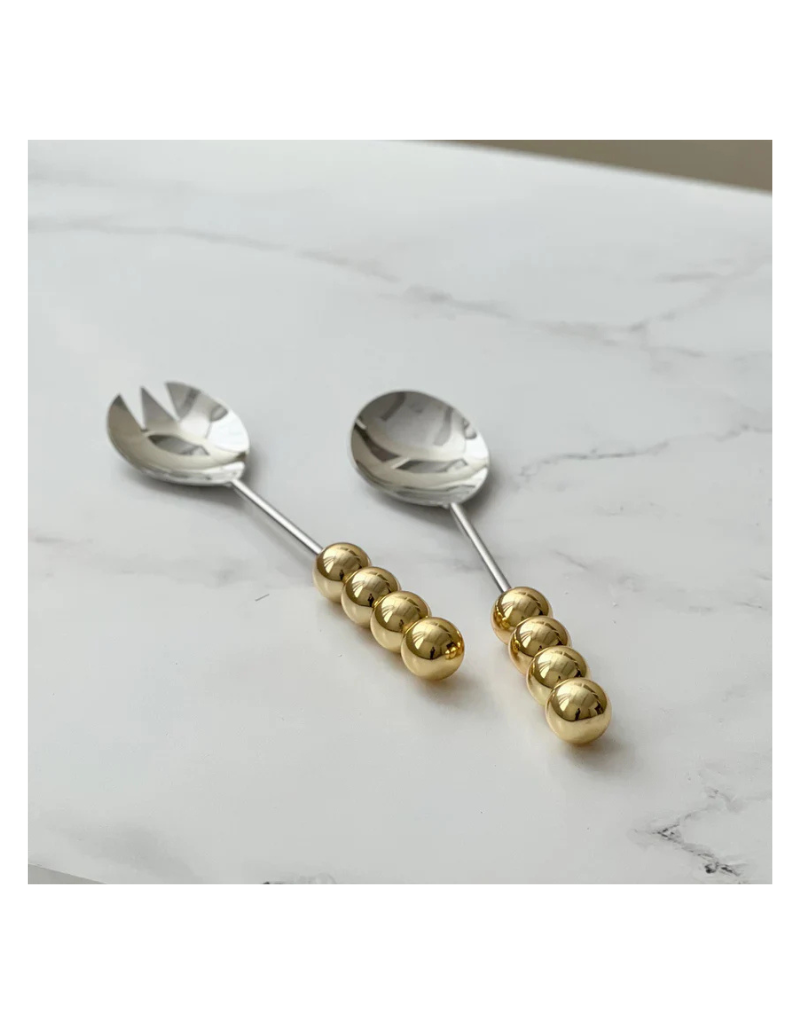 Stainless Steel Salad Servers With Gold Accents