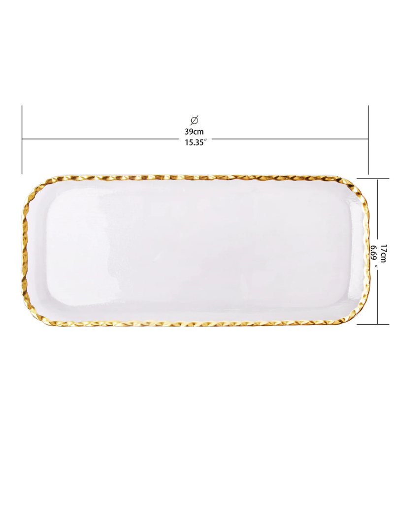 Rectangular Tray with Gold Rim