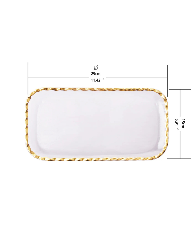 Rectangular Tray with Gold Rim