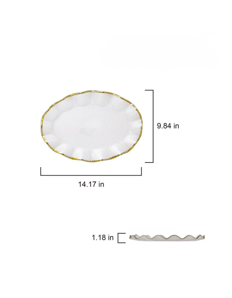 Oval Glass Ruffled Platter