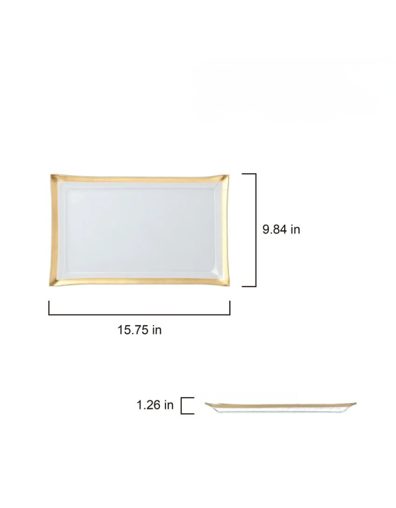 Rectangular Glass Serveware with Gold Rim