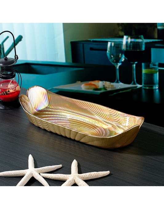 Rectangular Glass Serveware Metallic Painted with Lustre