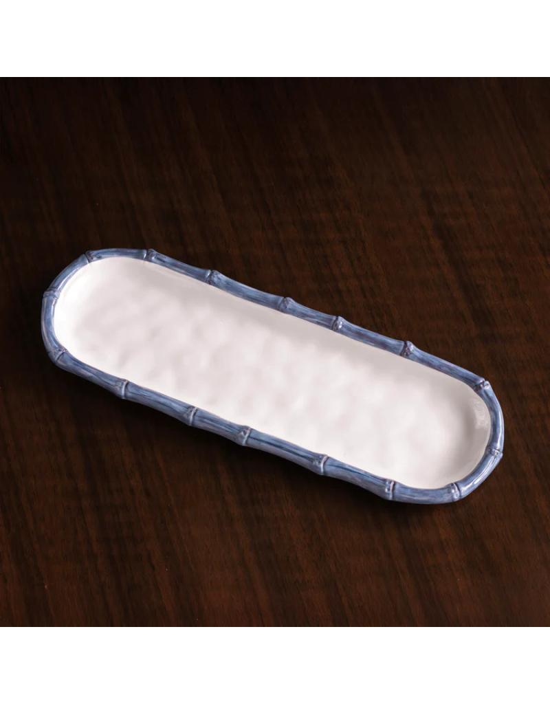 VIDA Bamboo Baguette Platter - White & Blue