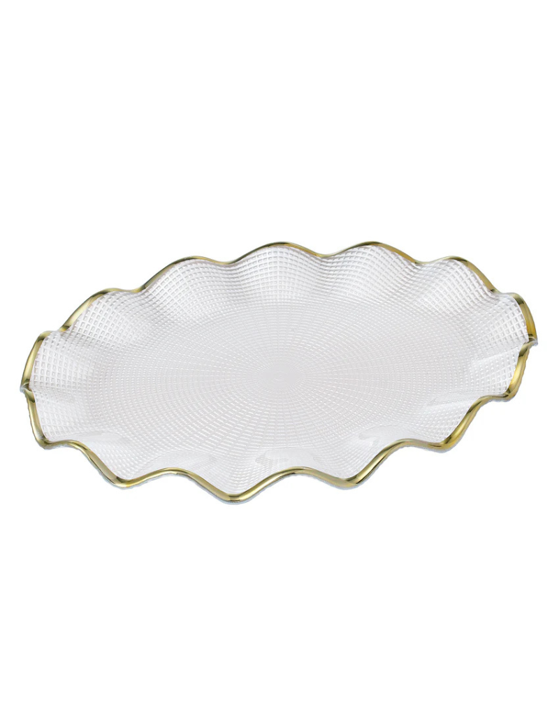 Oval Glass Ruffled Platter