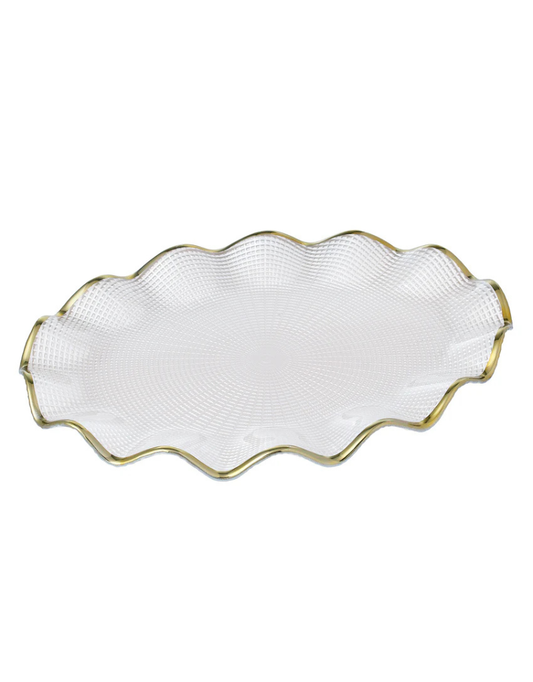 Oval Glass Ruffled Platter