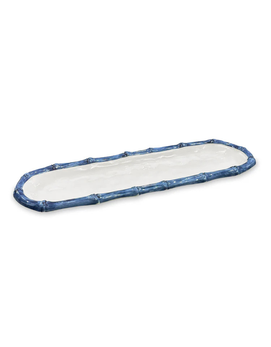 VIDA Bamboo Baguette Platter - White & Blue