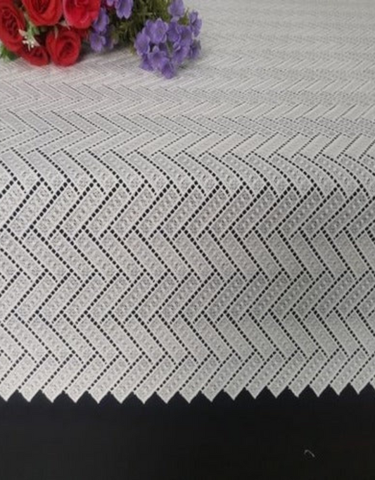 Chevron Lined Lace Tablecloth #1728L