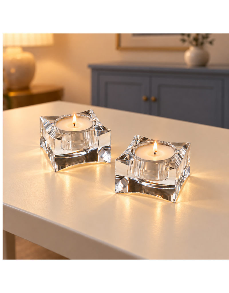 Dazzling Crystal Tealight Holder Set