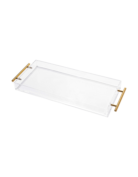 Vikko Acrylic Rectangle Tray with Gold Handles (Options)