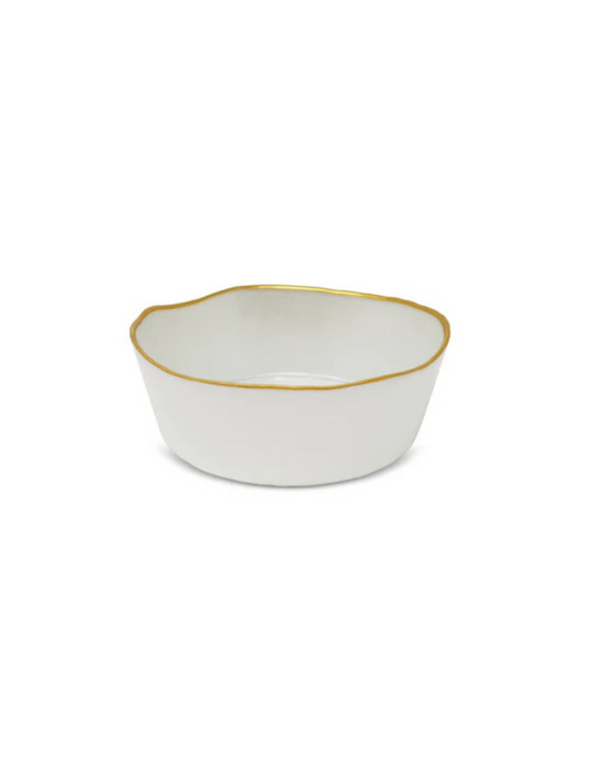 Organic Shaped Salad Bowl Clear with Gold Trim