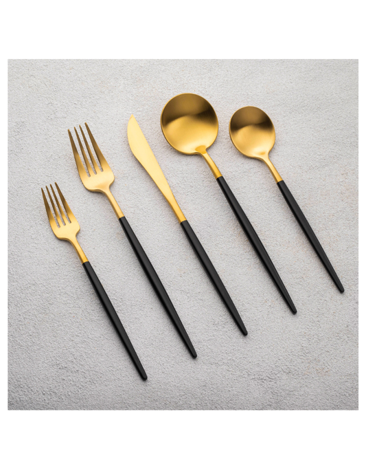 Vera Two Tone Black & Gold 20 Piece Set