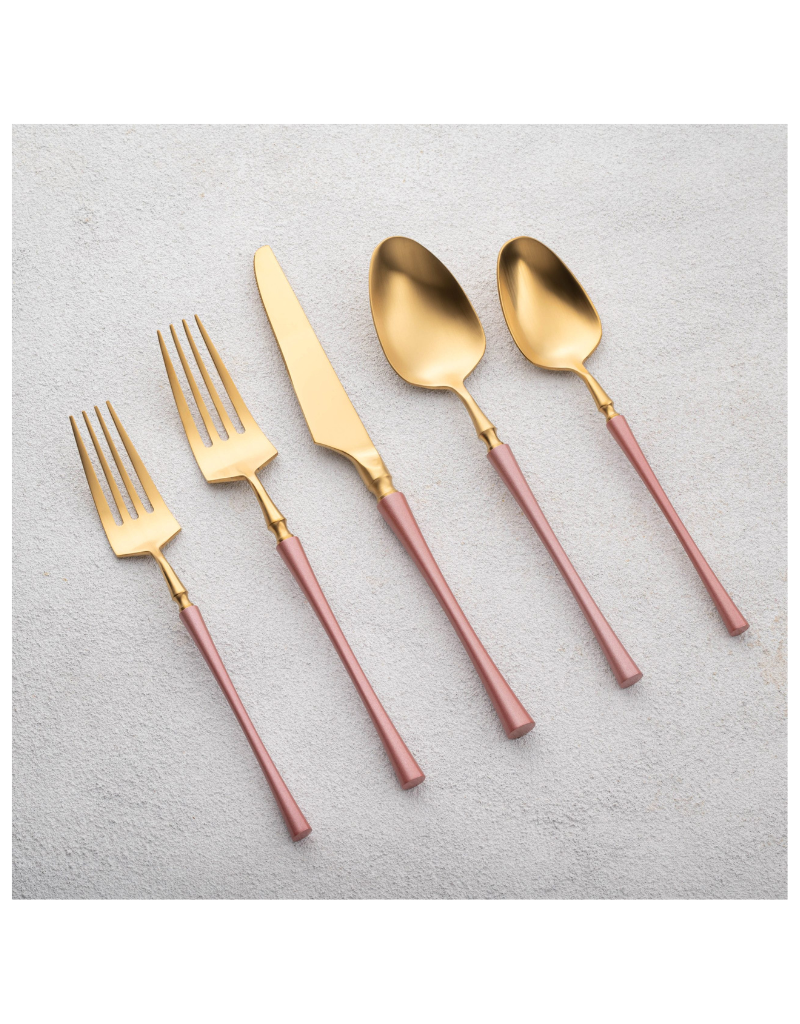 Vera Two Tone Pink & Gold Flatware 20 Piece Set