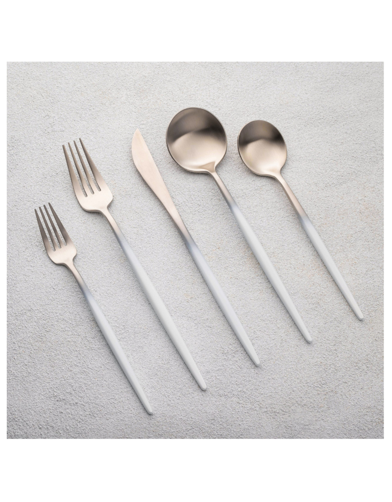 Vera White & Silver Flatware 20 Piece Set