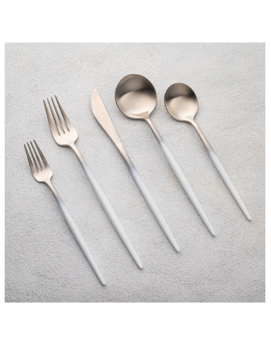 Vera White & Silver Flatware 20 Piece Set