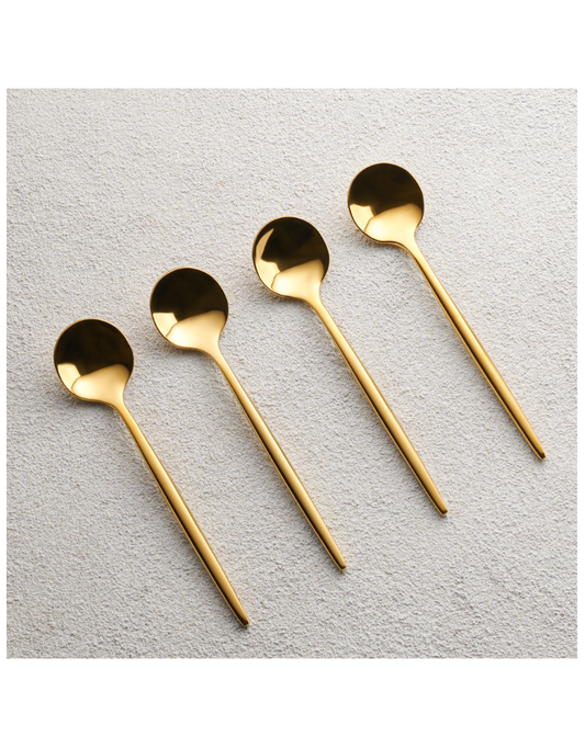 Vikko - Vera Shiny Gold Dessert Spoon