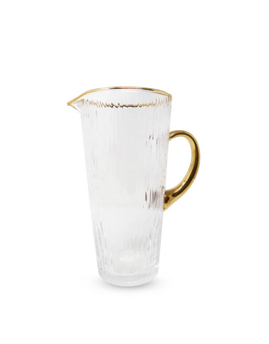 Clear Pitcher with Gold Handle and Rim