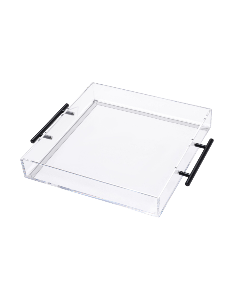 Vikko Acrylic Square Tray with Handles and Cover (Options)