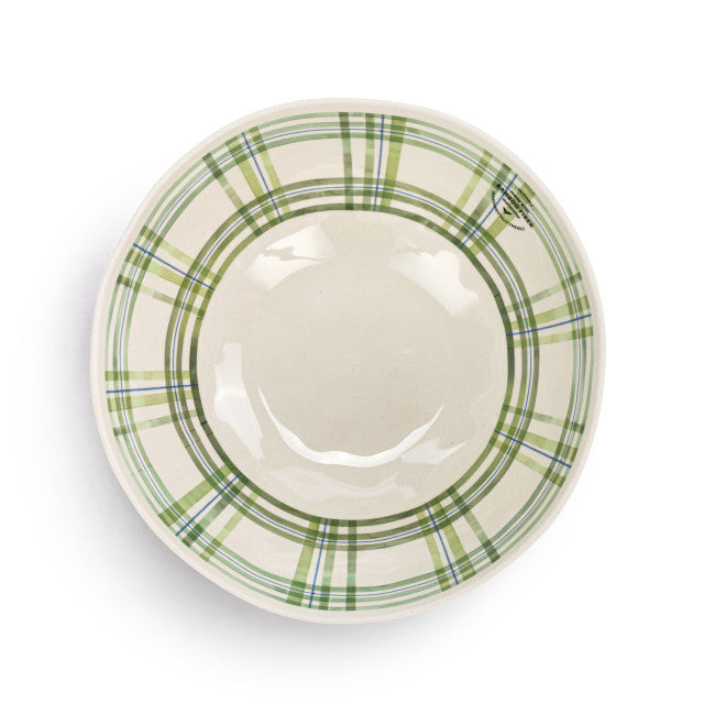 Green Plaid Large Melamine Serving Bowl