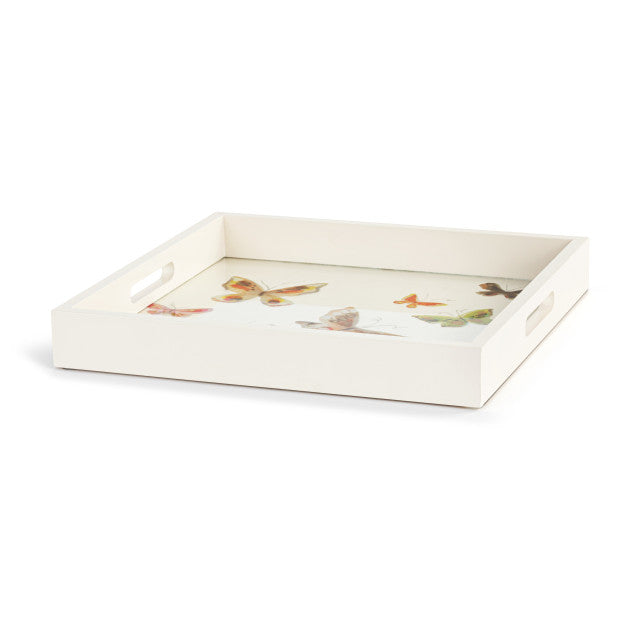 Scattered Butterfly Wood Square Tray