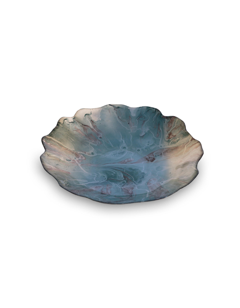 New Orleans Glass Centerpiece Scalloped Edge Bowl