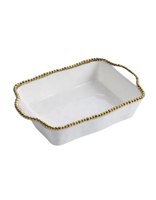White & Gold Rectangular Baking Dish