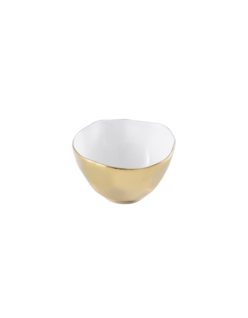 White & Gold Porcelain Snack Bowl