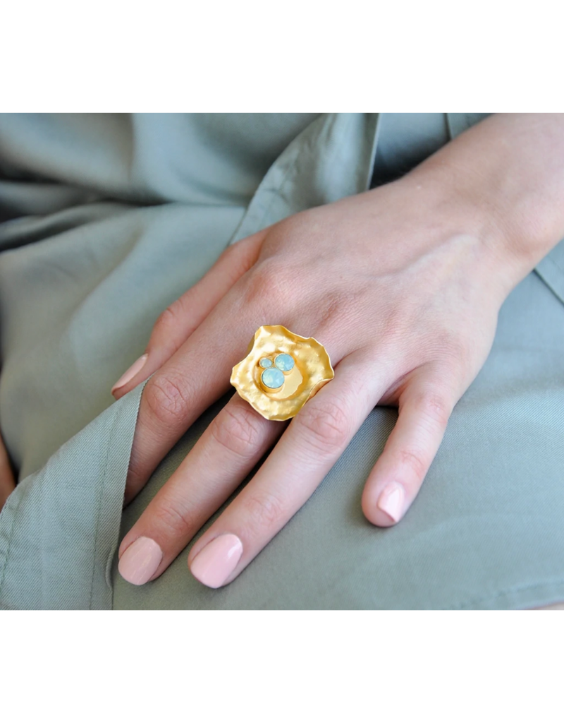 Gold Multicolor Lily Pad Ring