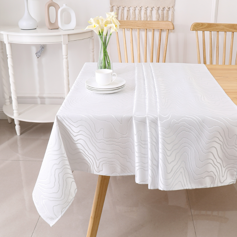 Jacquard Tablecloth Silver Ripple #1348