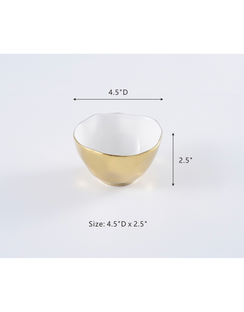 White & Gold Porcelain Snack Bowl