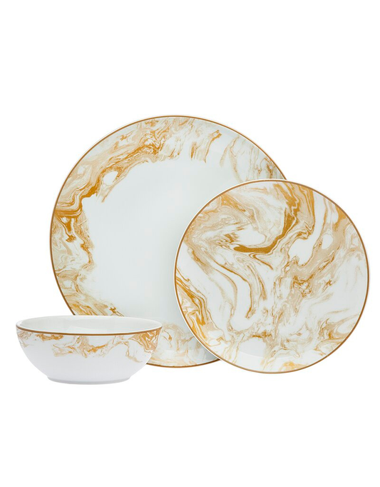 Abstract Gold 3 Piece Dinnerware Set