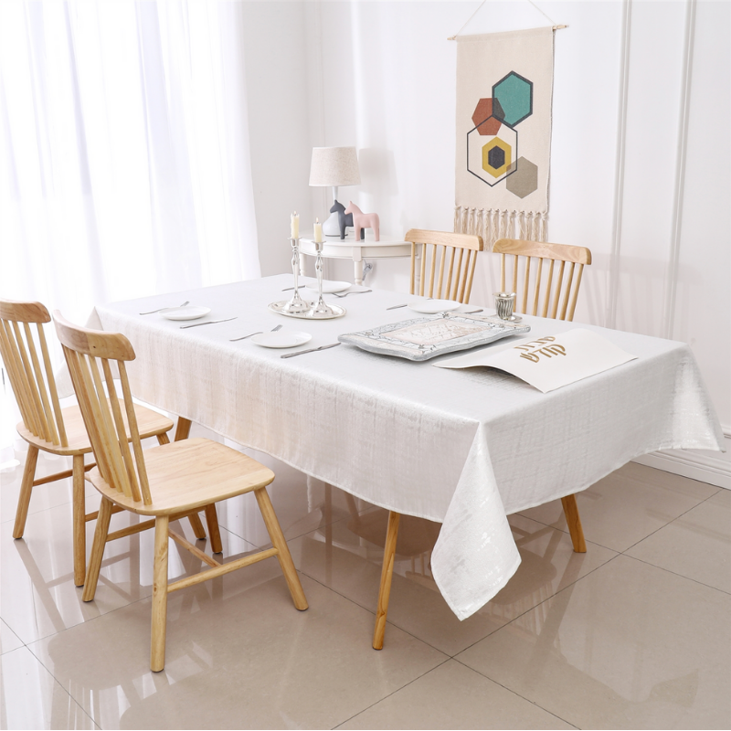 Jacquard Wave Silver Tablecloth #1357