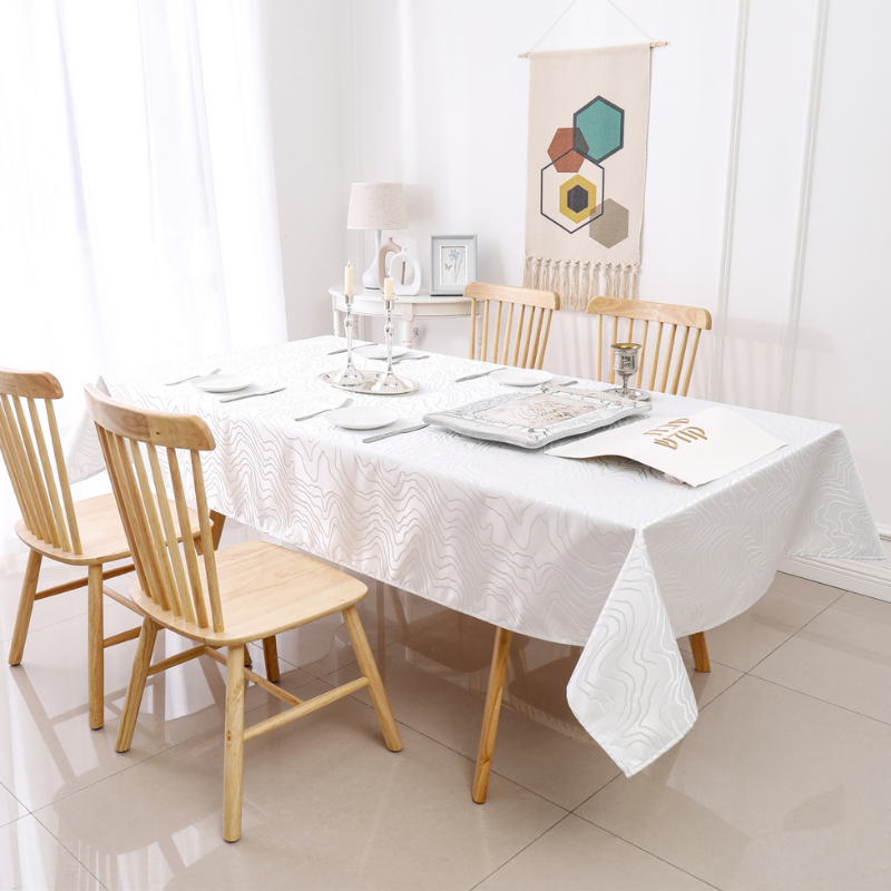 Jacquard Silver Ripple Tablecloth #1348