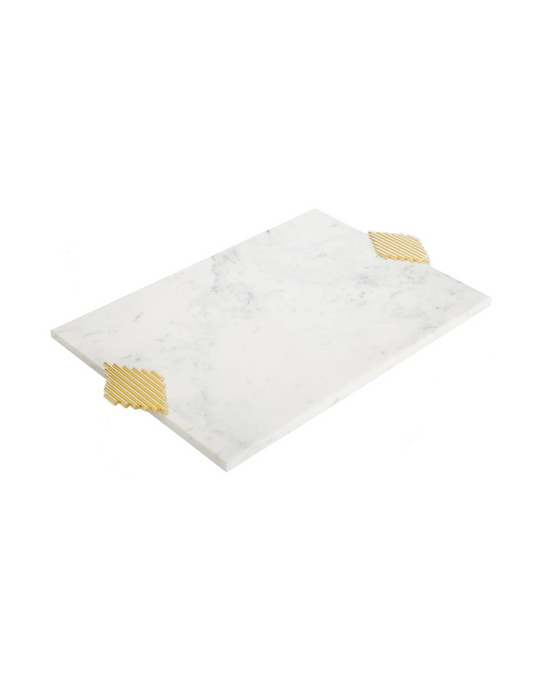 Art Deco Detailed Marble Challah Tray