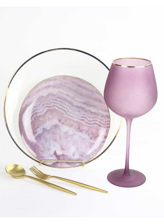 Pink Waves Salad Plate Set