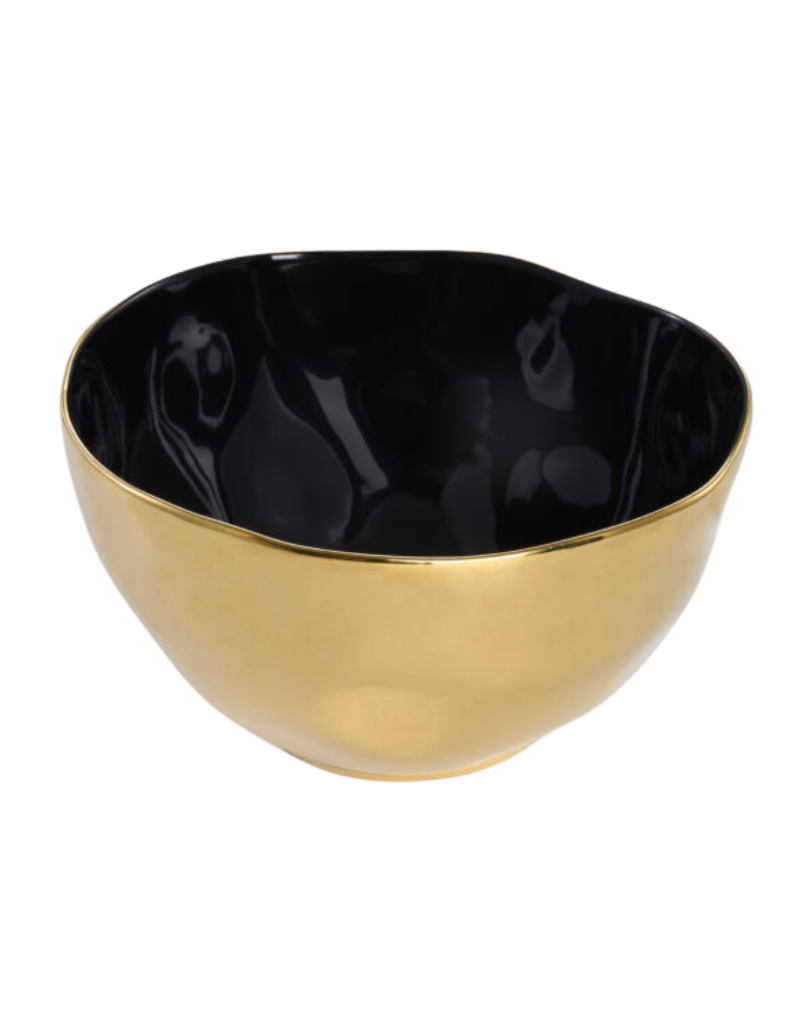 Black & Gold Porcelain Salad Bowl
