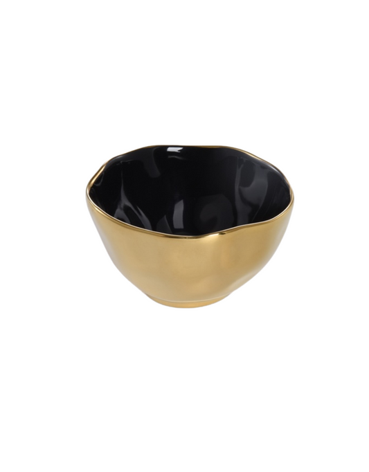 Black & Gold Porcelain Snack Bowl