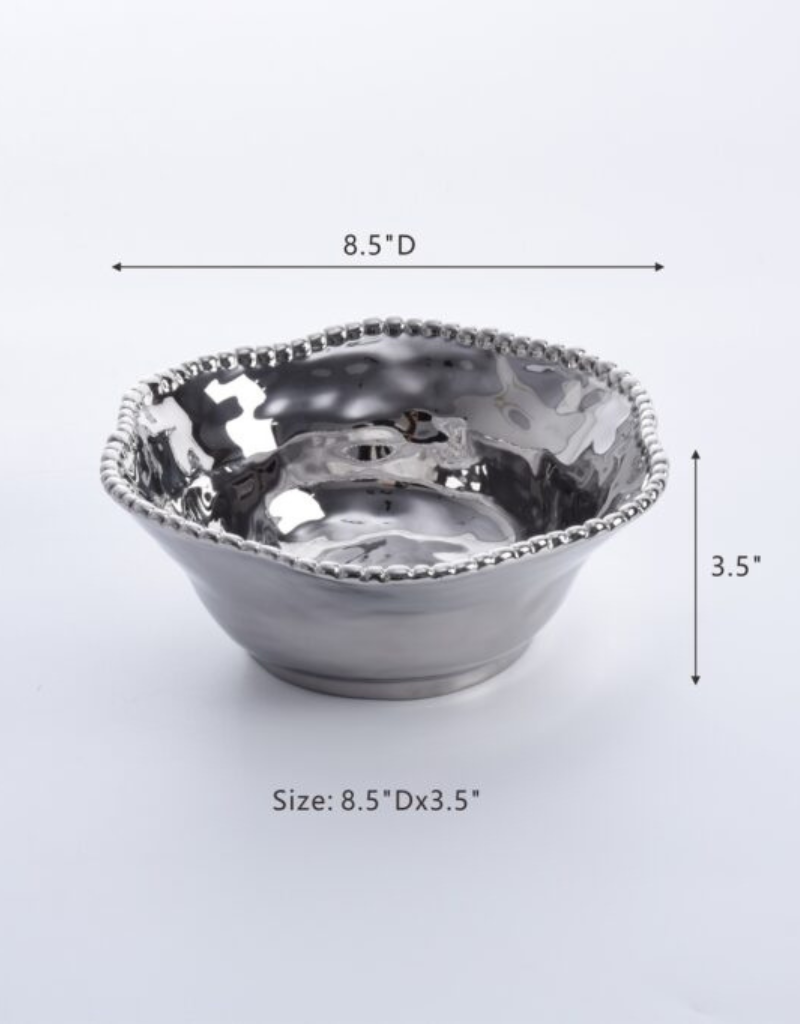 Silver Porcelain Salad Bowl