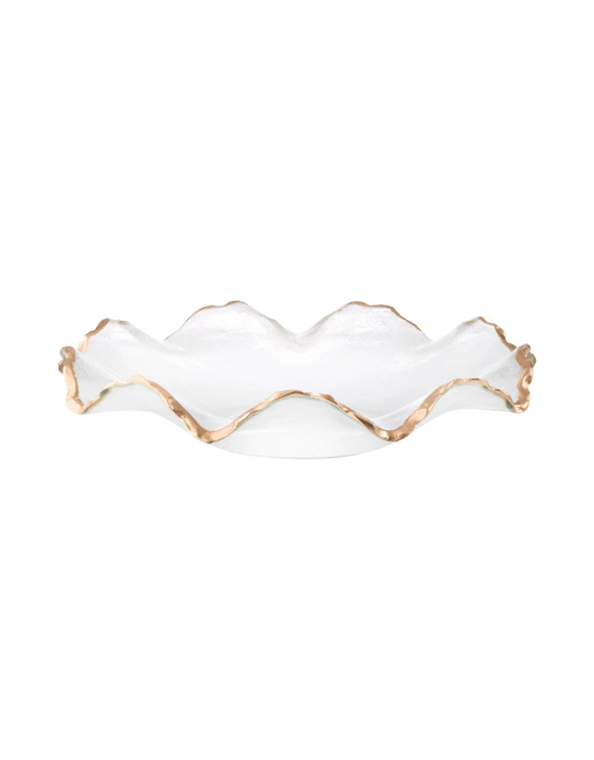 Glass Gold Ruffle Bowl