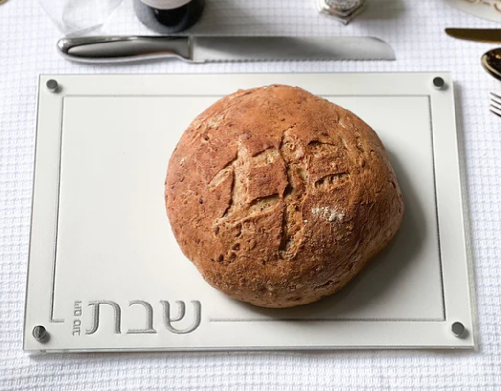 White Leather Challah Board