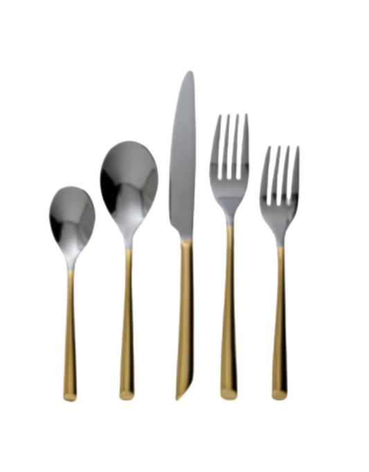 Vikko Crown Pearl Gold Handle Flatware 20 Piece Set