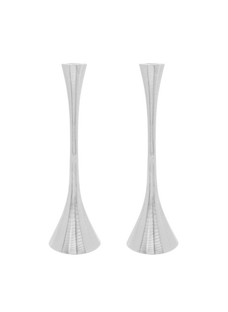 Silver Geometric Candlestick Set