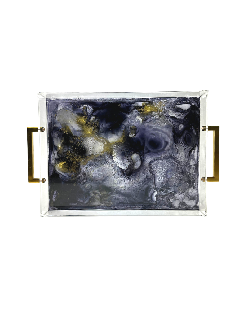 Black & Gold Abstract Tray
