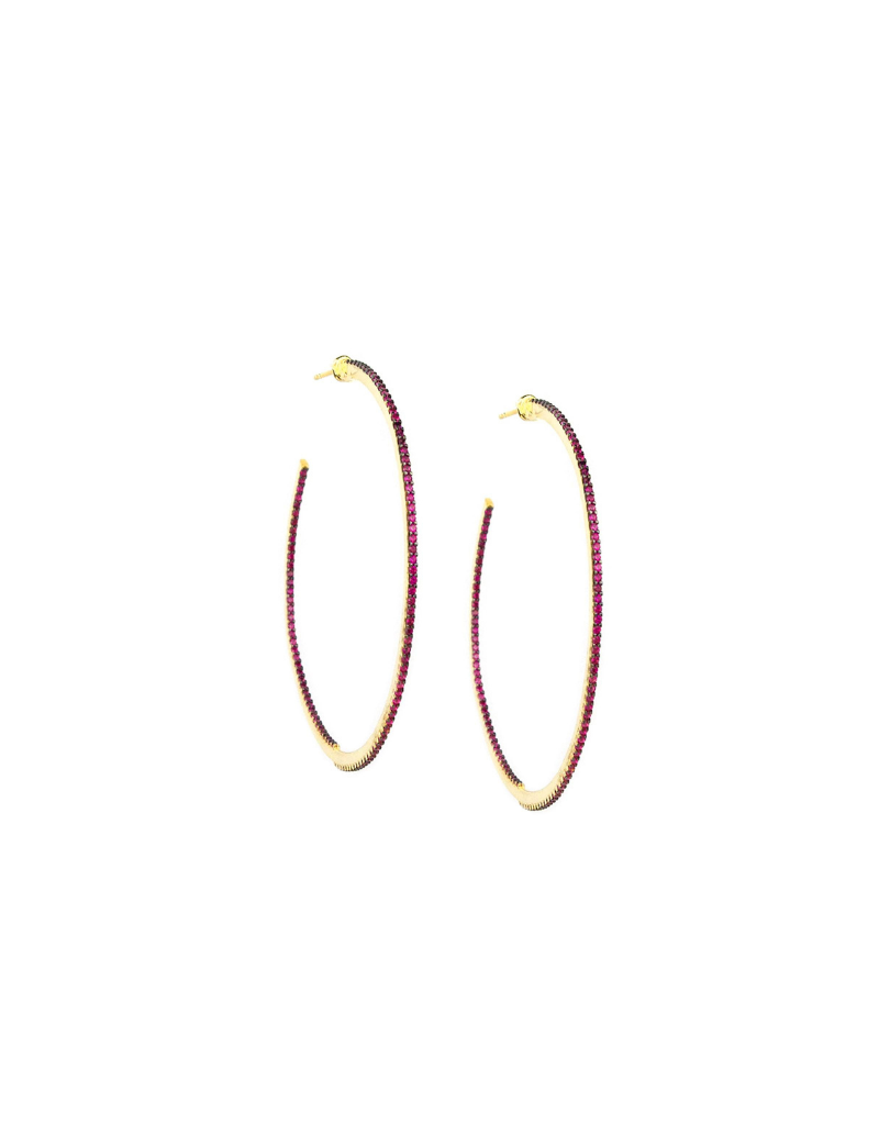 Large Fuschia Hoop Earrings