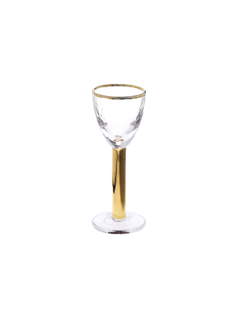 Gold Trim Stemmed Liquor Glass Set