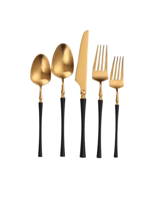 Irene Black & Gold Flatware 20 Piece Set