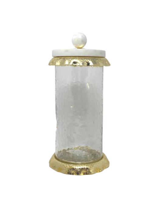 Large Gold & Marble Storage Canister