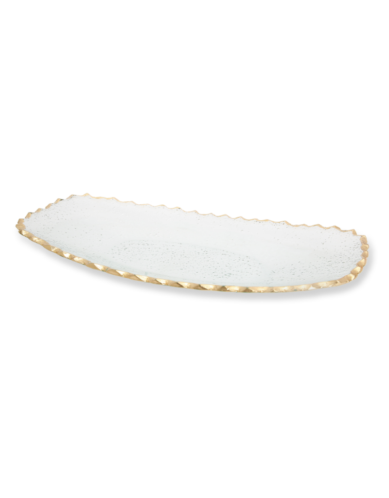 Gold Edge Glass Oblong Tray