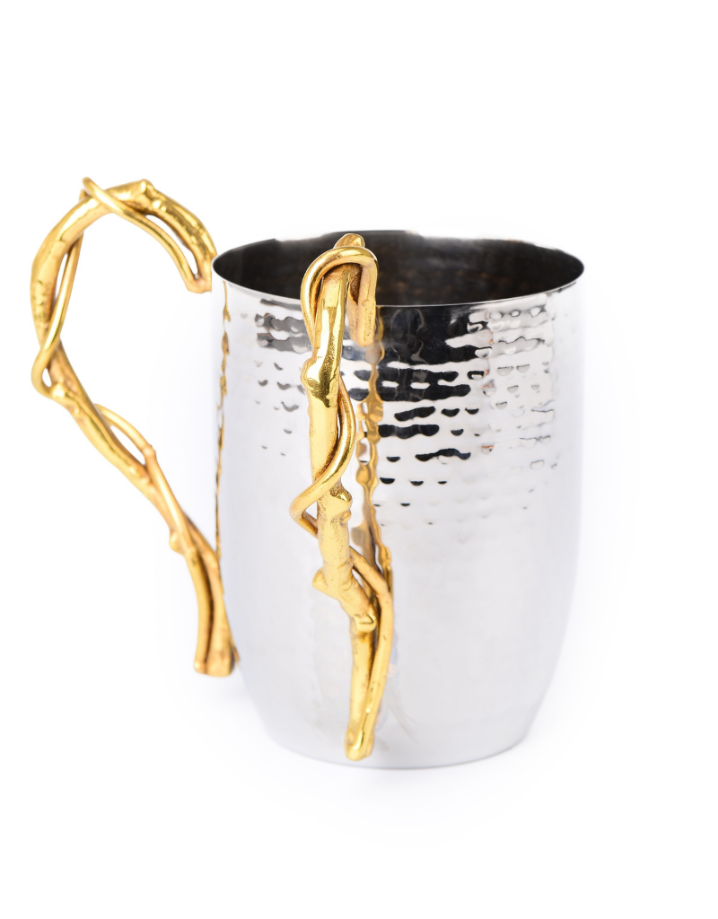 Hammered Stainless Gold Branch Washing Cup