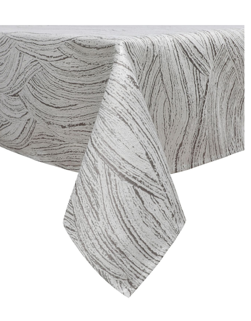 Jacquard Tablecloth White Silver Taupe #1214